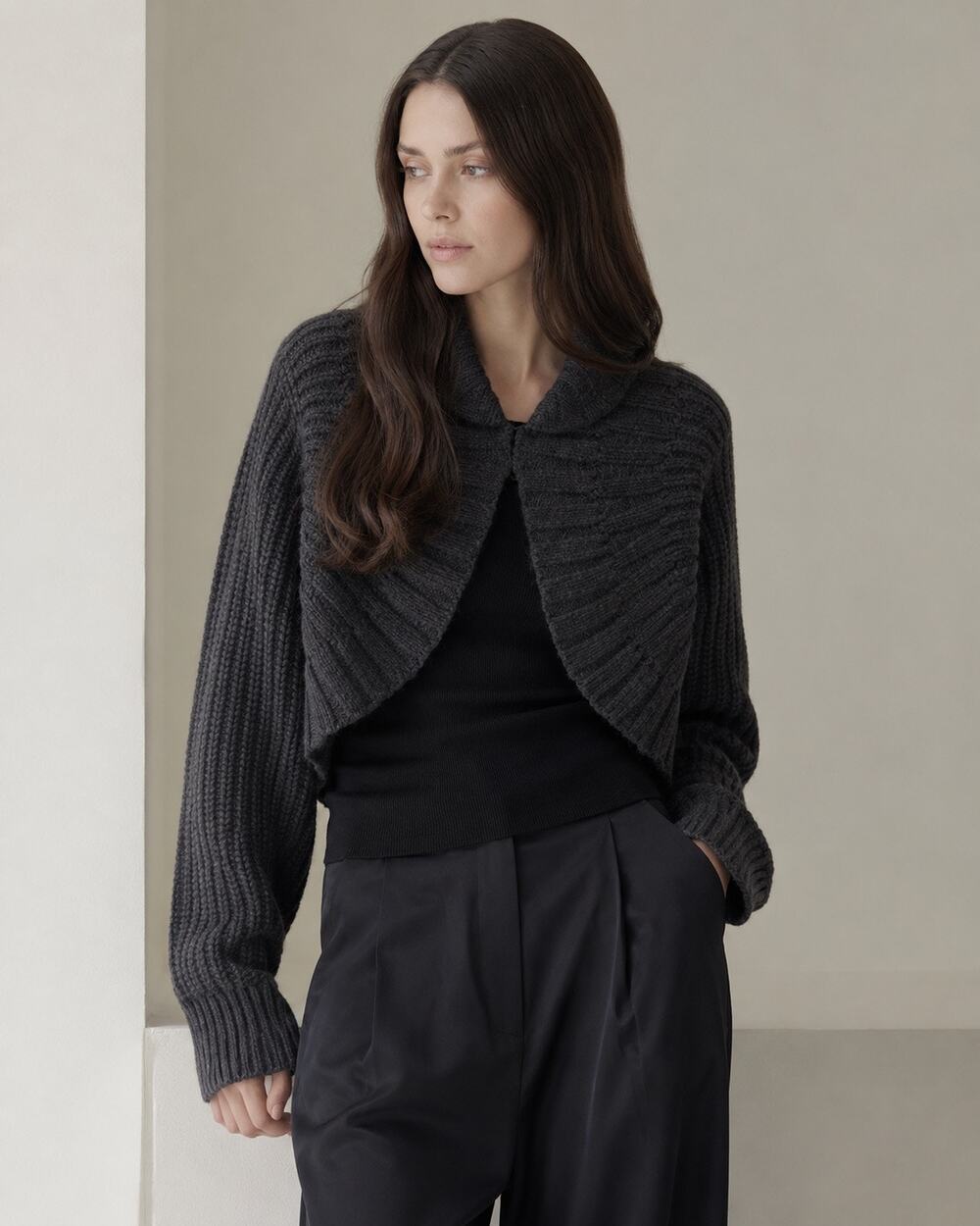 NakedCashmere CASHMERE SHRUG - CHARCOAL M/L